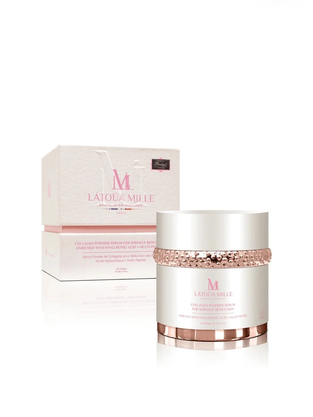 Latoua Mille Collagen Powder Serum for Wrinkle Reduction Hyaluronic Acid+Peptide